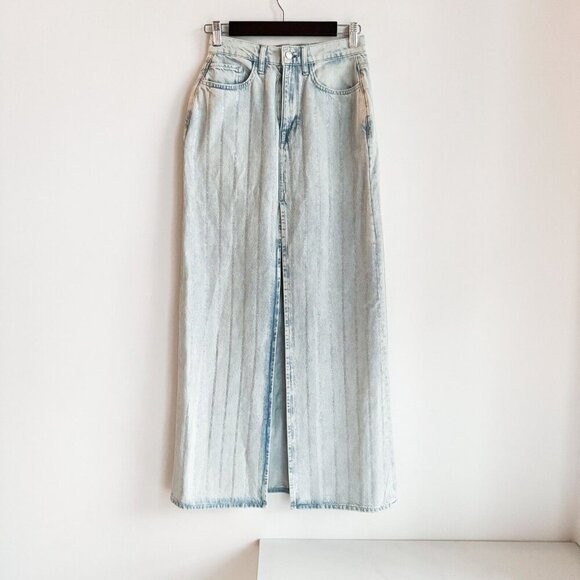 Triarchy Light Wash Rhinestone Stripe Maxi Skirt 25 - Picture 6 of 9